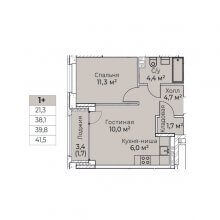 2-комн. евро квартира в ЖК Ветлан, 41.50 м²