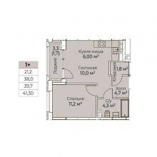 2-комн. евро квартира в ЖК Ветлан, 41.30 м²