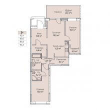 3-комн. евро квартира в ЖК Ветлан, 94.30 м²