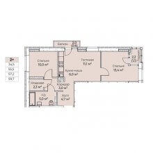 3-комн. евро квартира в ЖК Ветлан, 59.70 м²