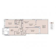 3-комн. евро квартира в ЖК Ветлан, 101.90 м²
