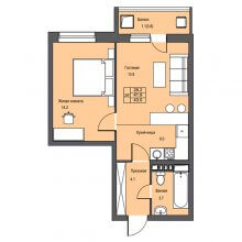 2-комн. евро квартира в ЖК Атриум Парк, 43.00 м²