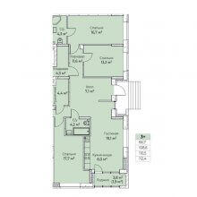 4-комн. евро квартира в ЖК Ветлан, 112.40 м²