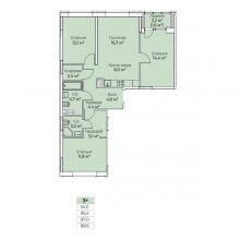 4-комн. евро квартира в ЖК Ветлан, 88.60 м²