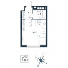 Студии в ЖК Юг на Беляева 17, 28.50 м²