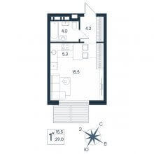 Студии в ЖК Юг на Беляева 17, 29.00 м²