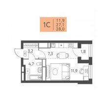 Студии в ЖК Левченко, 8, 28.00 м²