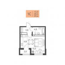 Студии в ЖК Левченко, 8, 29.40 м²