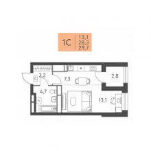 Студии в ЖК Левченко, 8, 29.70 м²