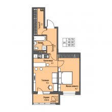 2-комн. евро квартира в ЖК Атриум Парк, 50.20 м²