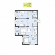 4-комн. евро квартира в ЖК Левченко, 8, 77.20 м²