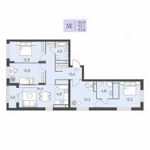 5 и более квартира в ЖК Левченко, 8, 93.60 м²