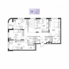 5 и более квартира в ЖК Левченко, 8, 109.10 м²