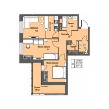 3-комн. евро квартира в ЖК Атриум Парк, 67.10 м²