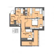 3-комн. евро квартира в ЖК Атриум Парк, 67.10 м²