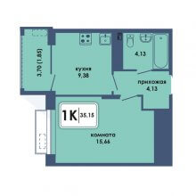 1-комн. квартира в ЖК Аксиома, 35.15 м²
