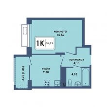 1-комн. квартира в ЖК Аксиома, 35.15 м²