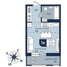 Студии в ЖК Семченко, 8, 26.00 м²
