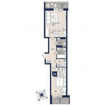 2-комн. евро квартира в ЖК Семченко, 8, 56.70 м²