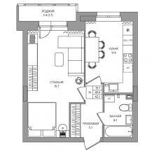 1-комн. квартира в ЖК Эстетика, 42.10 м²