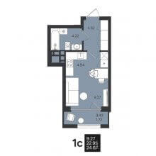 Студии в ЖК Гравитация, 24.67 м²