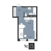 Студии в ЖК Гравитация, 27.00 м²