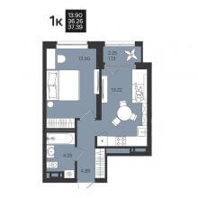 1-комн. квартира в ЖК Гравитация, 37.39 м²