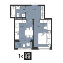 1-комн. квартира в ЖК Гравитация, 35.22 м²