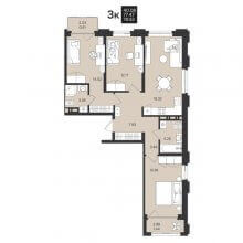 3-комн. квартира в ЖК Гравитация, 79.52 м²