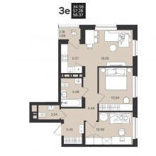 3-комн. евро квартира в ЖК Гравитация, 52.37 м²