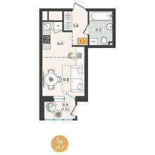 Студии в ЖК Орсо Дом на Куфонина, 1, 24.70 м²