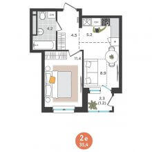 2-комн. евро квартира в ЖК Орсо Дом на Куфонина, 1, 35.40 м²