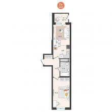 2-комн. евро квартира в ЖК Орсо Дом на Куфонина, 1, 44.80 м²