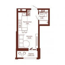 Студии в ЖК Три девятых, 24.79 м²