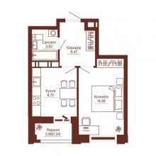 1-комн. квартира в ЖК Три девятых, 35.64 м²