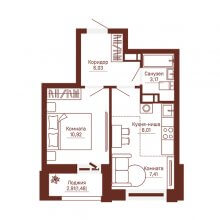 2-комн. евро квартира в ЖК Три девятых, 35.00 м²