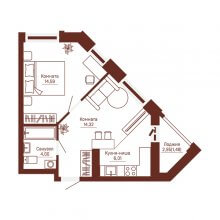 2-комн. евро квартира в ЖК Три девятых, 40.40 м²