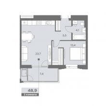2-комн. евро квартира в ЖК Эпоха, 48.90 м²