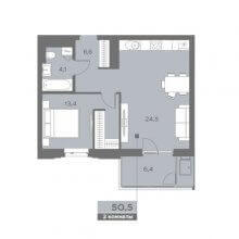 2-комн. евро квартира в ЖК Эпоха, 50.50 м²