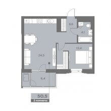 2-комн. евро квартира в ЖК Эпоха, 50.50 м²