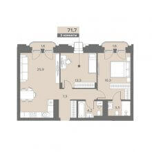3-комн. евро квартира в ЖК Эпоха, 71.70 м²