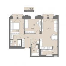 3-комн. евро квартира в ЖК Эпоха, 76.60 м²