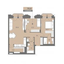 3-комн. евро квартира в ЖК Эпоха, 76.60 м²