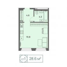 Студии в ЖК Новый Парковый, 26.80 м²