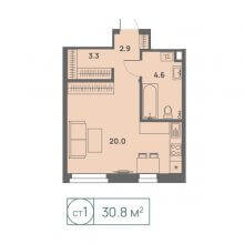 Студии в ЖК Новый Парковый, 30.80 м²