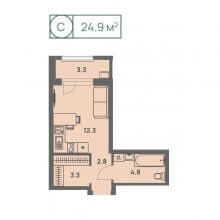 Студии в ЖК Новый Парковый, 24.90 м²