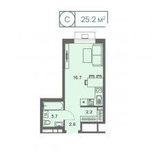 Студии в ЖК Новый Парковый, 25.20 м²