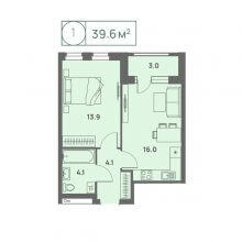 1-комн. квартира в ЖК Новый Парковый, 39.60 м²