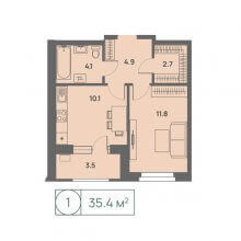 1-комн. квартира в ЖК Новый Парковый, 35.40 м²