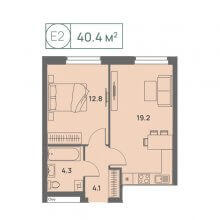2-комн. евро квартира в ЖК Новый Парковый, 40.40 м²